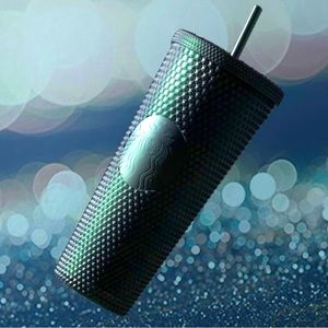 NEW Starbucks 2022 Studded Matte Dark Green 24 oz Tumbler Cold Cup Venti